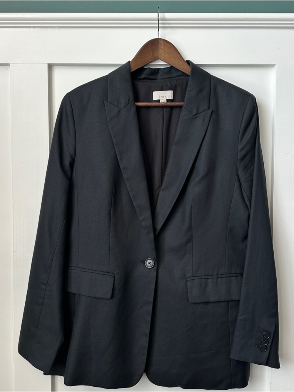 LOFT Black Single-Button Notch Lapel Blazer